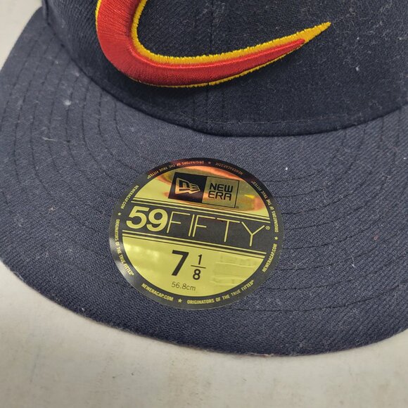 New Era Cleveland Cavaliers Cavs 59Fifty Fitted Hat Dark Navy Blue 7 1/8 lebron - Picture 8 of 8